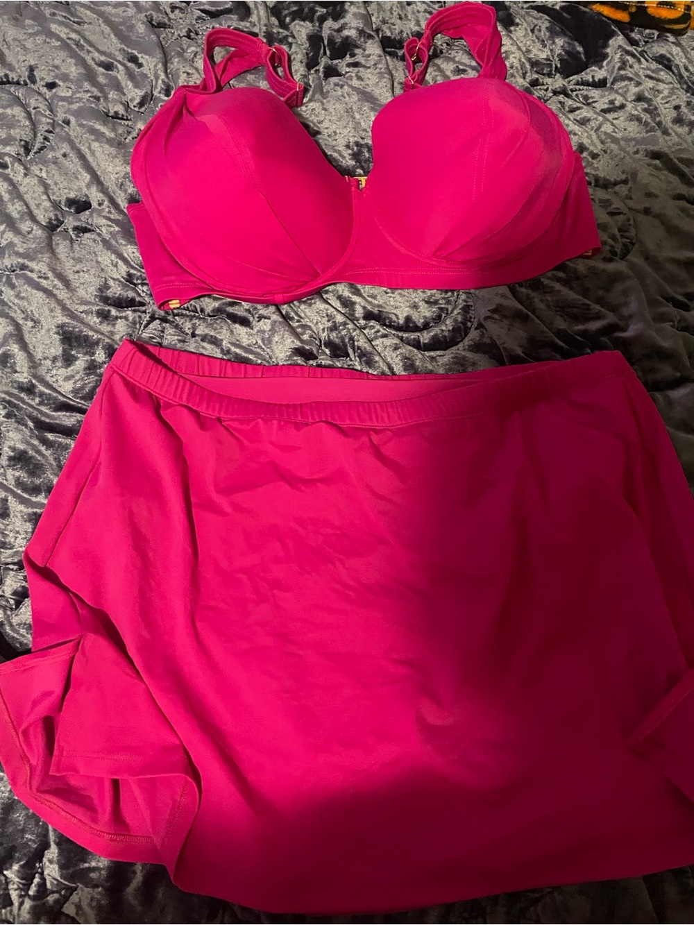 Vibrant Hot Pink bikini with swim skirt